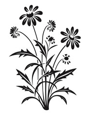 illustration of a flower black and white