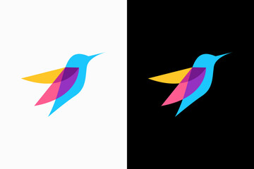 humming bird overlay logo vector premium template