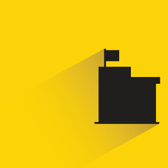 silhouette city building icon with shadow on yellow background