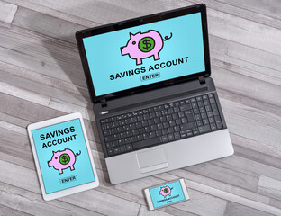 Savings account concept on different devices