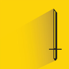 knight sword with shadow on yellow background