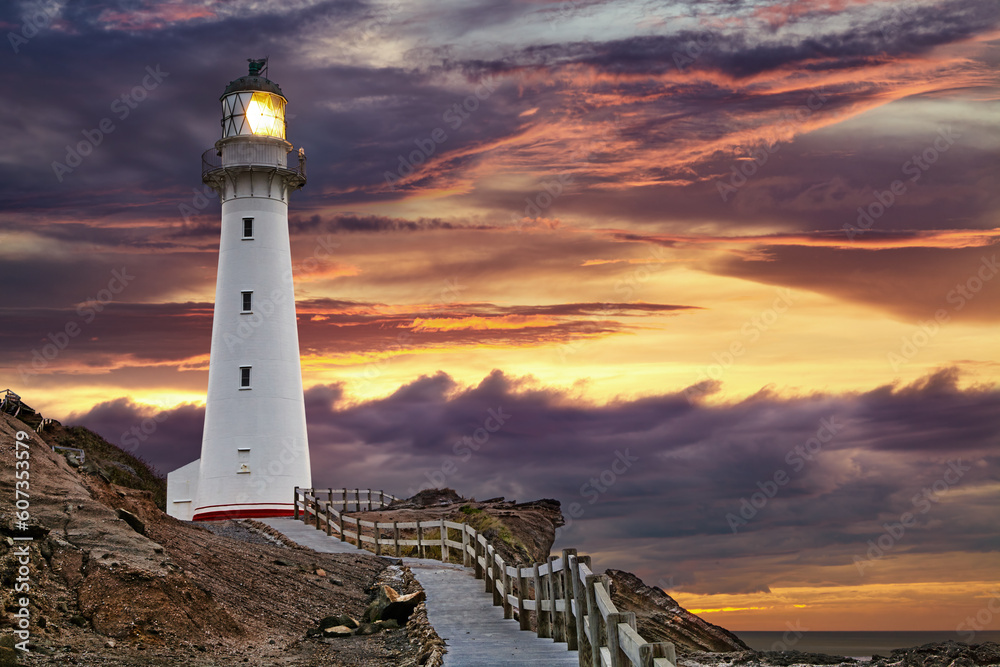 Poster castle point lighthouse, new zealand