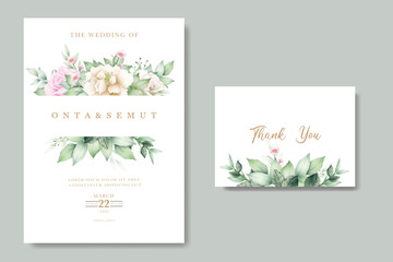 Fototapeta na wymiar beautiful floral watercolor wedding card design