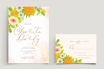 beautiful chrysanthemum and rose floral card set