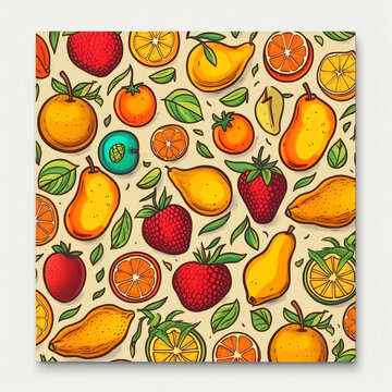 Generative AI Eat more fruits - hand drawn illustration with fruits