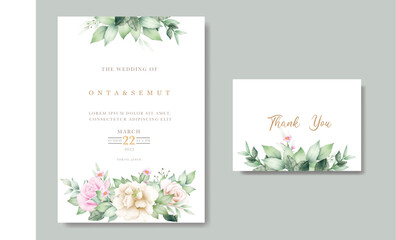 beautiful floral watercolor wedding card design