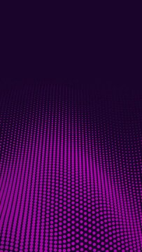 Halftone pattern loop. Abstract animation. Pink dots on purple background. Seamlessly looping wave motion. Copy space for your text or logo. Vertical video.