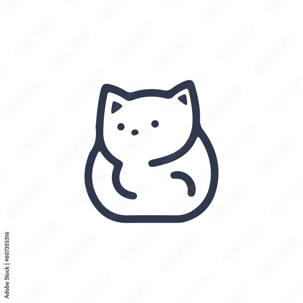 Wall mural Cartoon cat, kitten face line vector icon