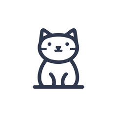 Cartoon cat, kitten face line vector icon