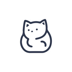 Cartoon cat, kitten face line vector icon