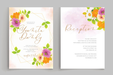 beautiful chrysanthemum and rose floral card set