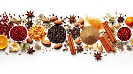 spices with white background top view Created With Generative AI Technology