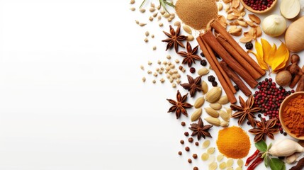 spices with white background top view Created With Generative AI Technology