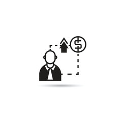 employee salary increase icon on white background