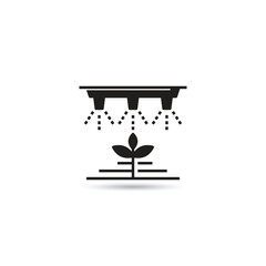 plant and water sprinkler icon on white background