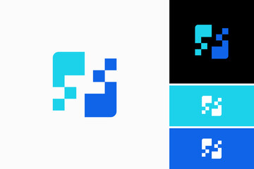 Obraz premium letter f pixel logo vector premium template