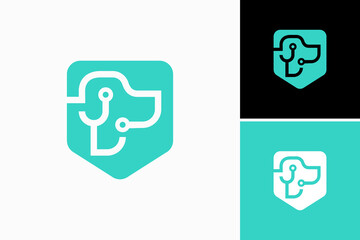 dog with shield care logo vector premium template