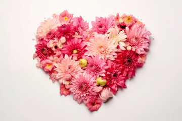 Fototapeta premium Heart-shaped red and pink flower arrangement. Wedding concept, Birthday concept, Congratulations concept. Women's Day, Mother's Day, Valentine's Day. Generative AI.