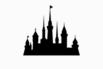 disneyland castle buildings silhouettes logo vector premium template - obrazy, fototapety, plakaty