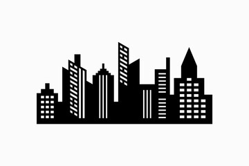 silhouette of urban buildings logo vector premium template