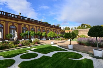 Obraz premium Scenic view of a backyard and the castle of Weilburg architecture, Hesse, Germany