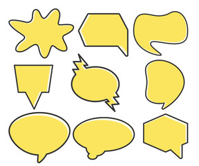 yellow comic speech bubble vector set