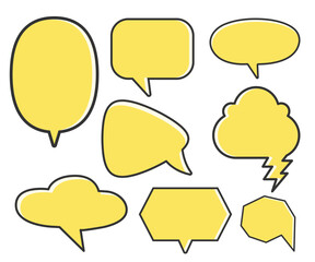 yellow comic speech bubble vector set