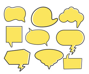 yellow comic speech bubble vector set