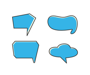 blue blank speech bubble and message icons set