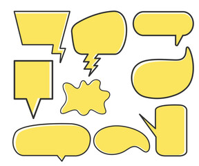 yellow comic speech bubble vector set