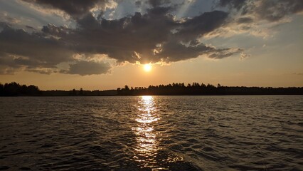 sunset over the lake