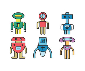 robot character icons set vector illustration