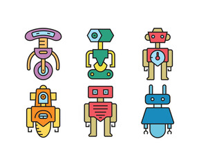robot character icons set vector illustration