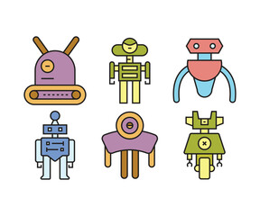 humanoid robot avatar icons set