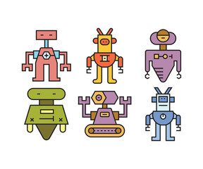 humanoid robot avatar icons set