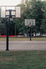 Vertical shot of a basketball goal park on a sunny day