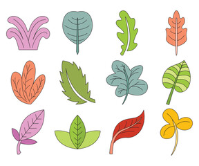 colorful leaf vector set illustration