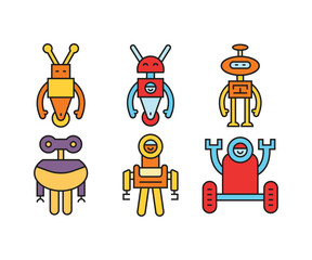 smart robot characters vector set