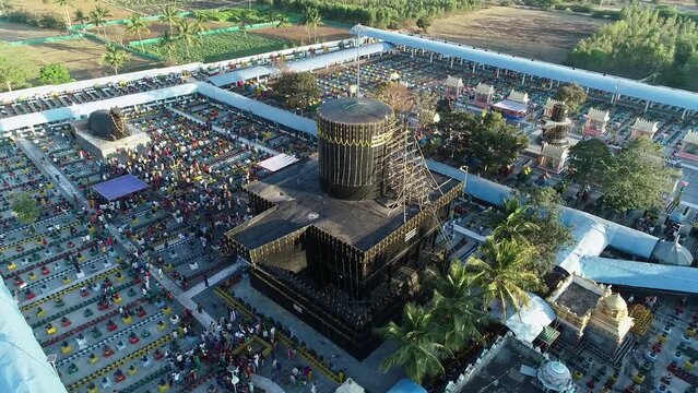 Aerial view of kotilingeshwara temple.kolar. verity of lingas