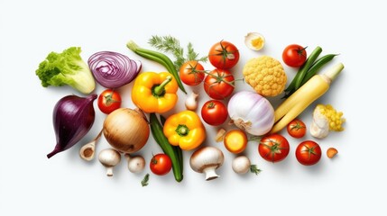 vegetables with white background top view Created With Generative AI Technology