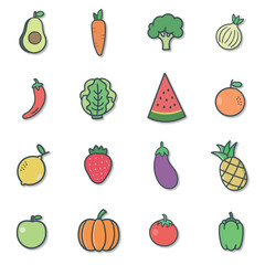 16 Pack Collection Fruits And Vegetables Vegan Foodie	