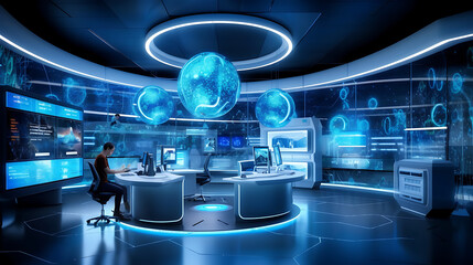 Futuristic AI Lab. AI Generated