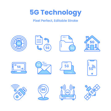 Revolutionize your designs with our 5G Network icons Inspire innovation and convey the essence of advanced technology through a curated collection of captivating
