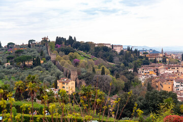 Fototapeta na wymiar Panoramic view of Florence city from the Rose Gardens