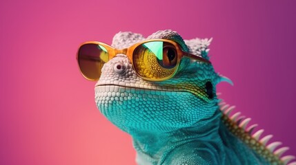 Cool lizard with sunglasses