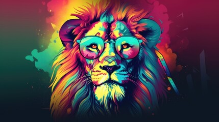 Cool lion with sunglasses