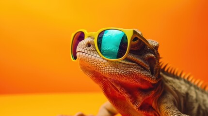 Cool lizard with sunglasses