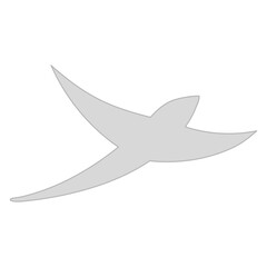 Qixi Festival flying magpie bird silhouette illustration. Hand drawn Asian style vector, isolated. Traditional Chinese, Japanese holiday design element, China Valentines Day