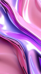 Abstract fluid metal form holographic pastel pink background. Generative Ai 