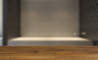 Bathroom interior bathtub. 3D rendering.. Background with empty table. Flooring.